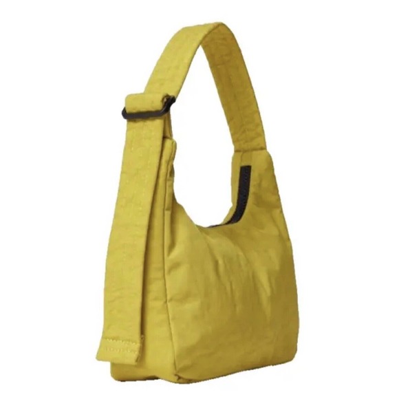BAGGU Mini Nylon Shoulder Bag Top Zip Greenish/Yellow Called Sour New - Picture 3 of 4